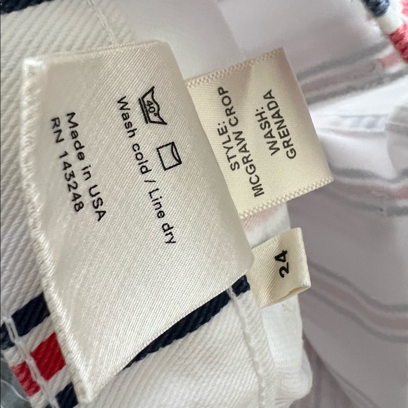 Reformation White Red Striped Crop Jeans 24 - Picture 9 of 9